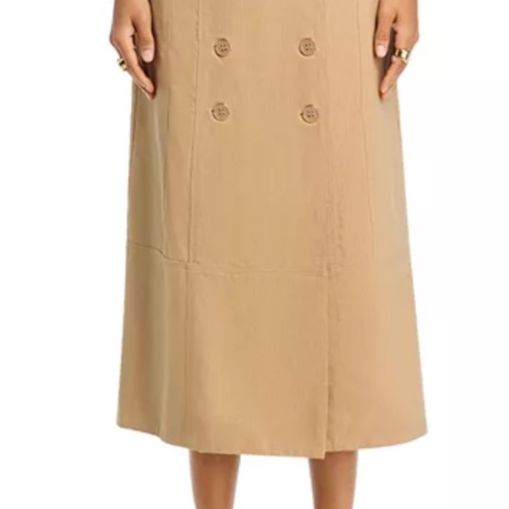 Elegant Tan Double-Breasted Skirt Farm Rio Double Breasted Button Front XL